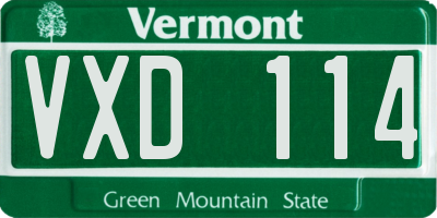 VT license plate VXD114