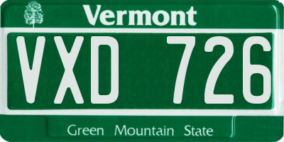 VT license plate VXD726