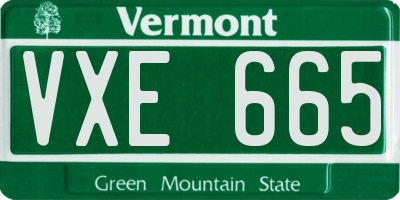 VT license plate VXE665