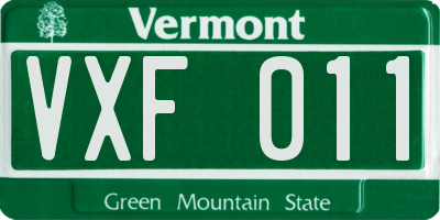 VT license plate VXF011