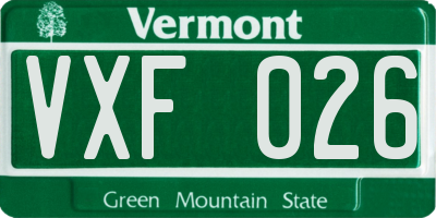 VT license plate VXF026