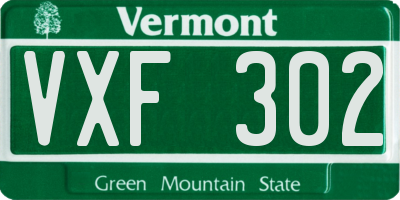 VT license plate VXF302