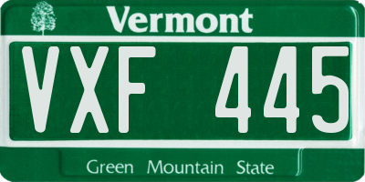 VT license plate VXF445