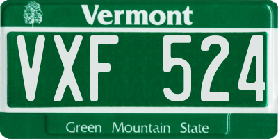 VT license plate VXF524