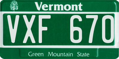 VT license plate VXF670