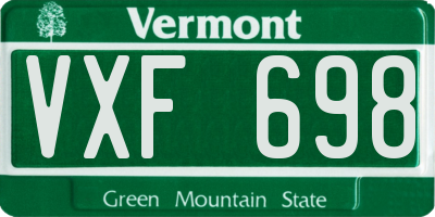 VT license plate VXF698
