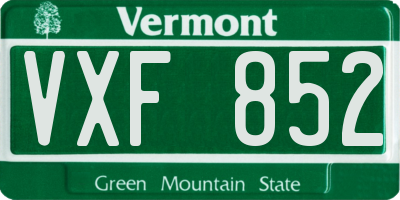 VT license plate VXF852