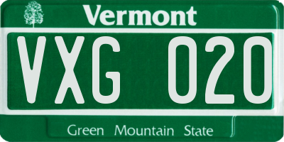 VT license plate VXG020