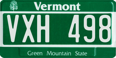 VT license plate VXH498