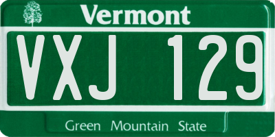 VT license plate VXJ129