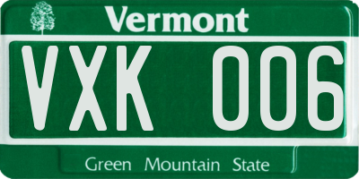 VT license plate VXK006