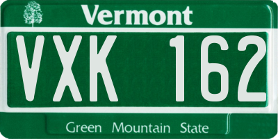 VT license plate VXK162