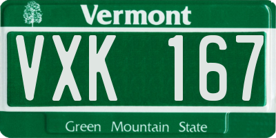 VT license plate VXK167