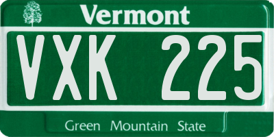 VT license plate VXK225
