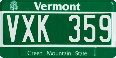 VT license plate VXK359