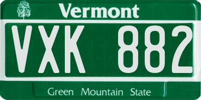VT license plate VXK882