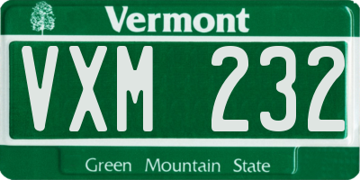 VT license plate VXM232