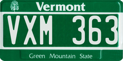 VT license plate VXM363
