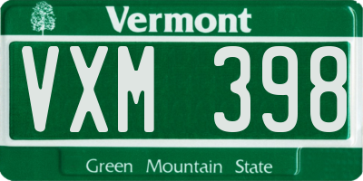 VT license plate VXM398