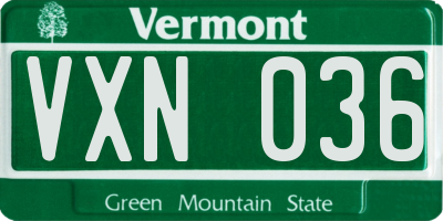 VT license plate VXN036
