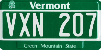 VT license plate VXN207