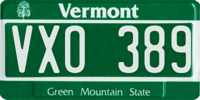 VT license plate VXO389