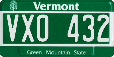 VT license plate VXO432
