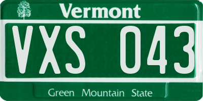 VT license plate VXS043