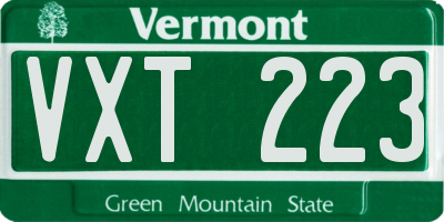 VT license plate VXT223
