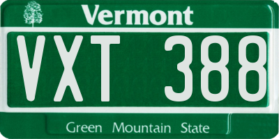 VT license plate VXT388