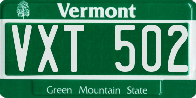 VT license plate VXT502