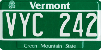 VT license plate VYC242