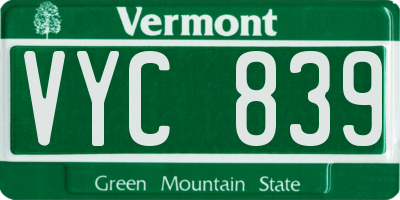 VT license plate VYC839