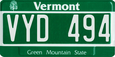 VT license plate VYD494