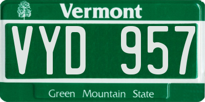 VT license plate VYD957