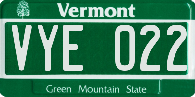 VT license plate VYE022