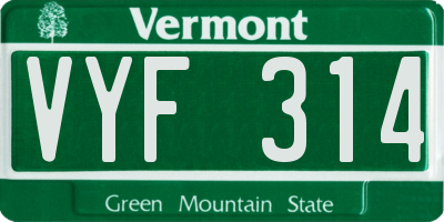 VT license plate VYF314