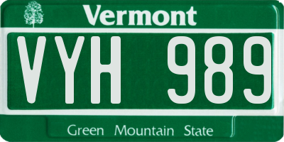 VT license plate VYH989