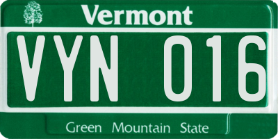 VT license plate VYN016