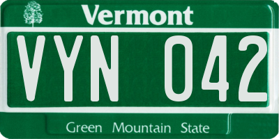 VT license plate VYN042