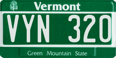 VT license plate VYN320