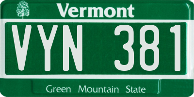 VT license plate VYN381