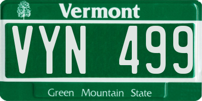 VT license plate VYN499