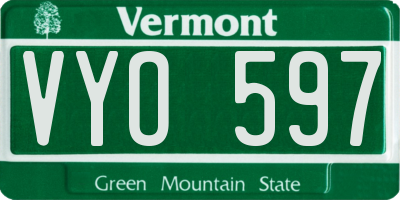 VT license plate VYO597