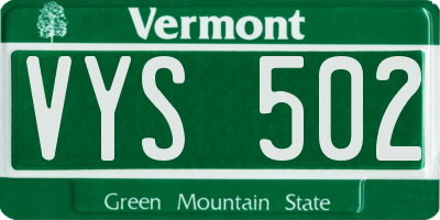 VT license plate VYS502