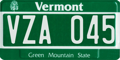 VT license plate VZA045