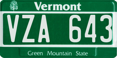 VT license plate VZA643