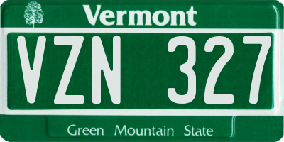 VT license plate VZN327