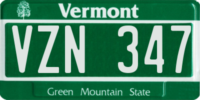 VT license plate VZN347