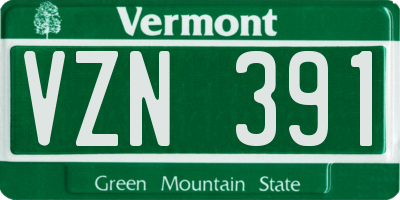 VT license plate VZN391